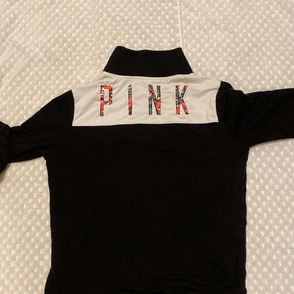 Black and white victorias secret PINK half zip sweater - Picture 2 of 3